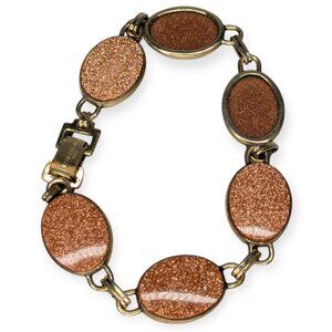 Vintage WRE Goldstone 12k Gold Filled Bracelet Signed